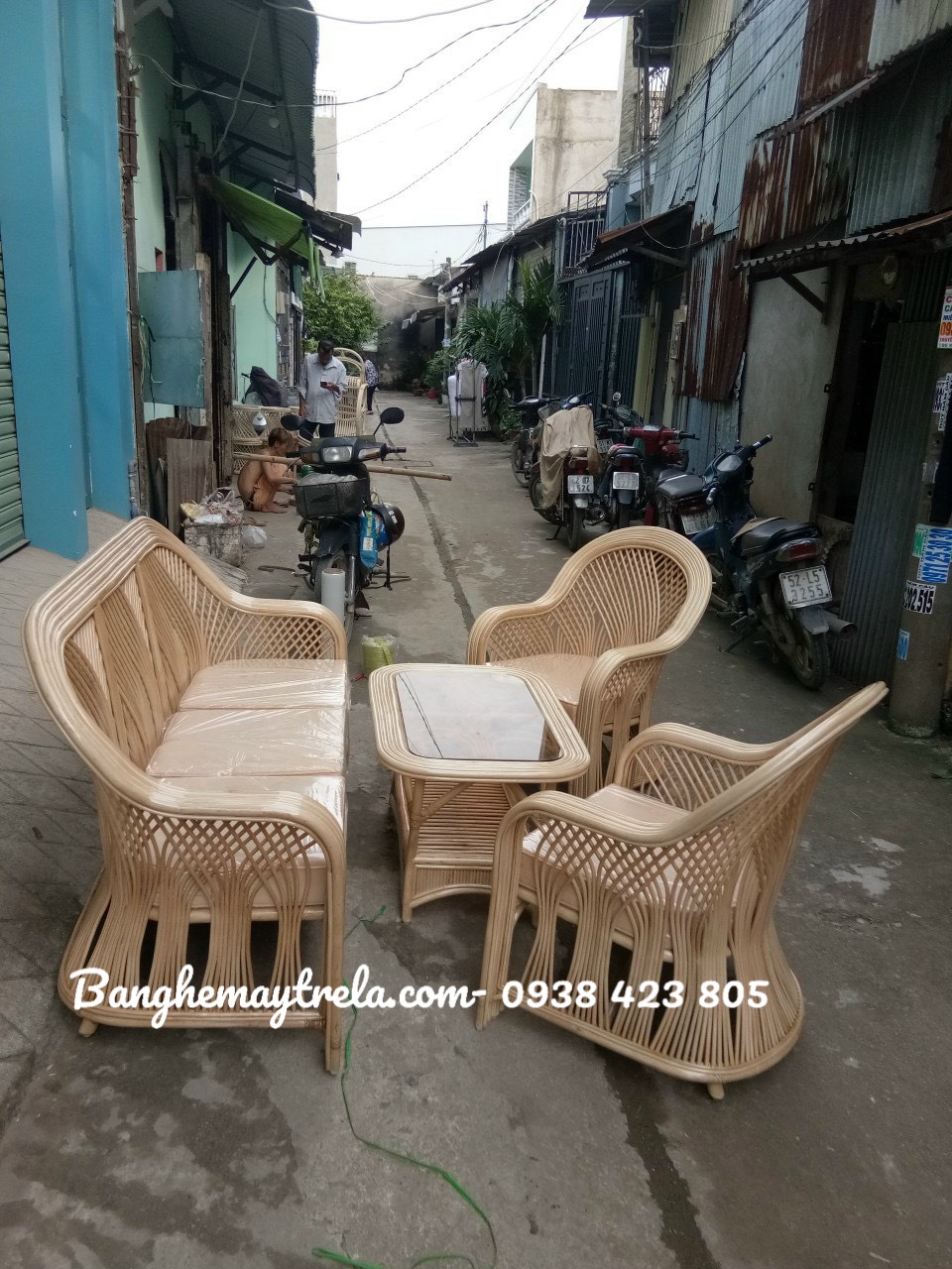 Bàn ghế mây tự nhiên cây đóng